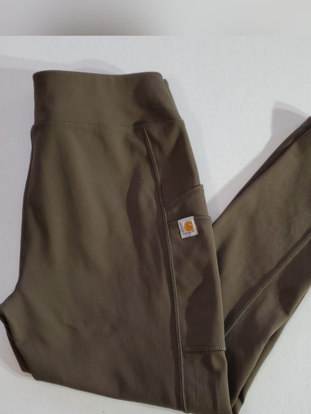 Carhartt Womens Med Olive Green Work Leggings with Side Pocket